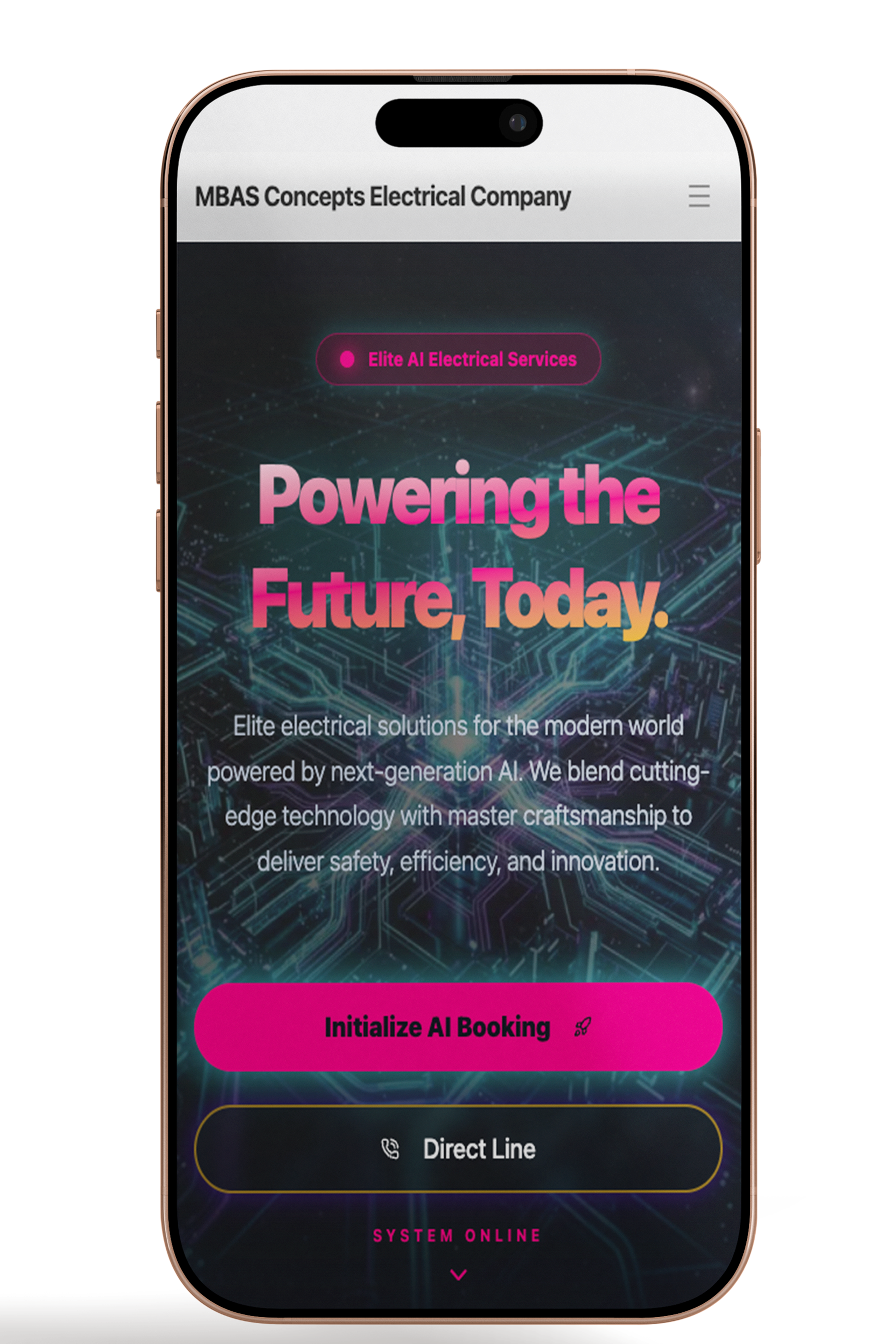 MBAS Concepts Electrical Company phone preview