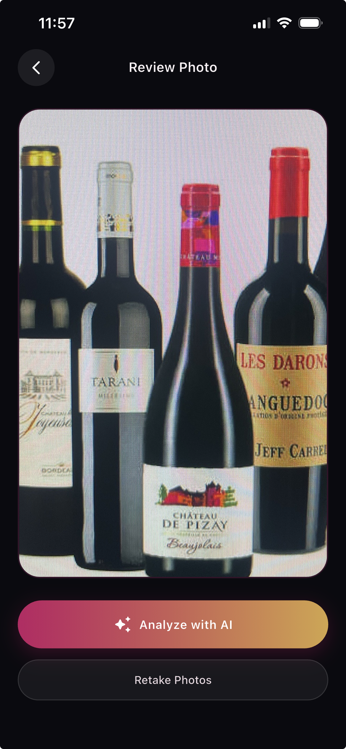 The Best Wine Choice AI analyze workflow step